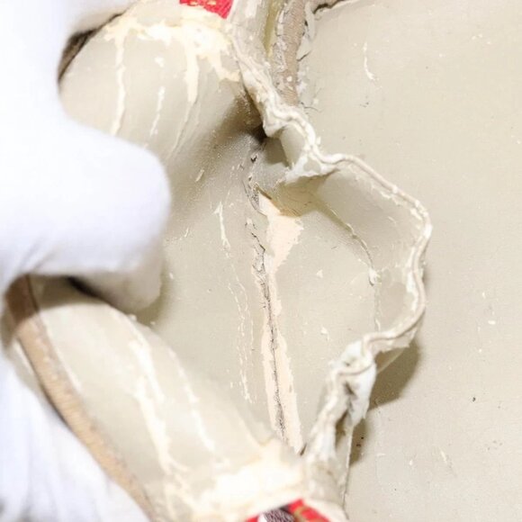 CHANEL Vanity COCO Mark Cosmetic Pouch Grained Calf Skin Red Gold CC Auth 141426 - Picture 15 of 16